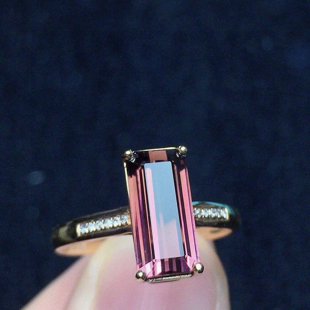 14k Gold 2.45 Ct Natural Tourmaline & Diamond Ring - 3