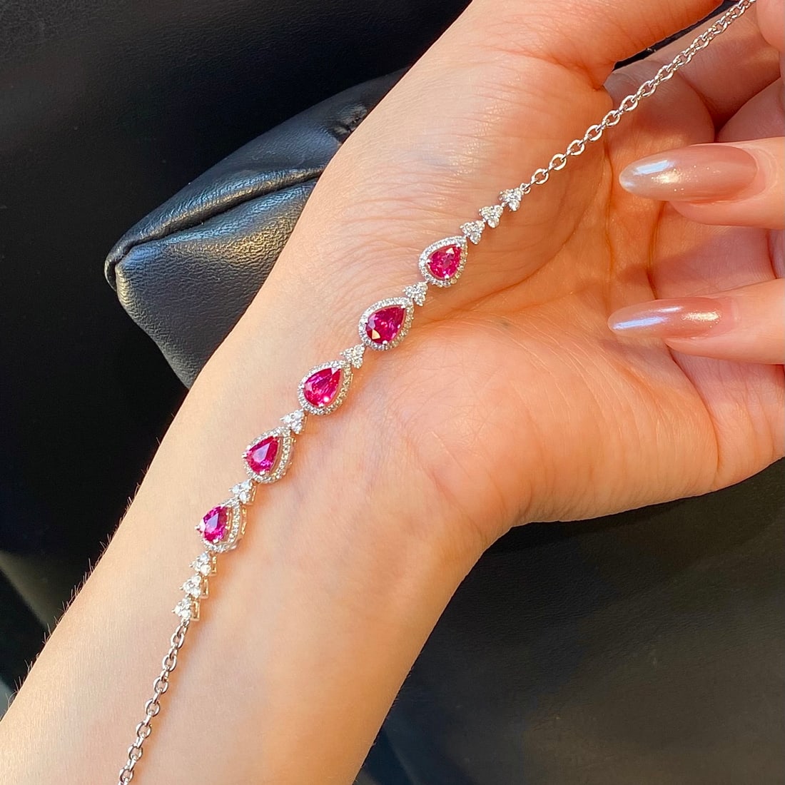 14k Gold 3.02 Ctw Natural Ruby & Diamond Necklace - 3