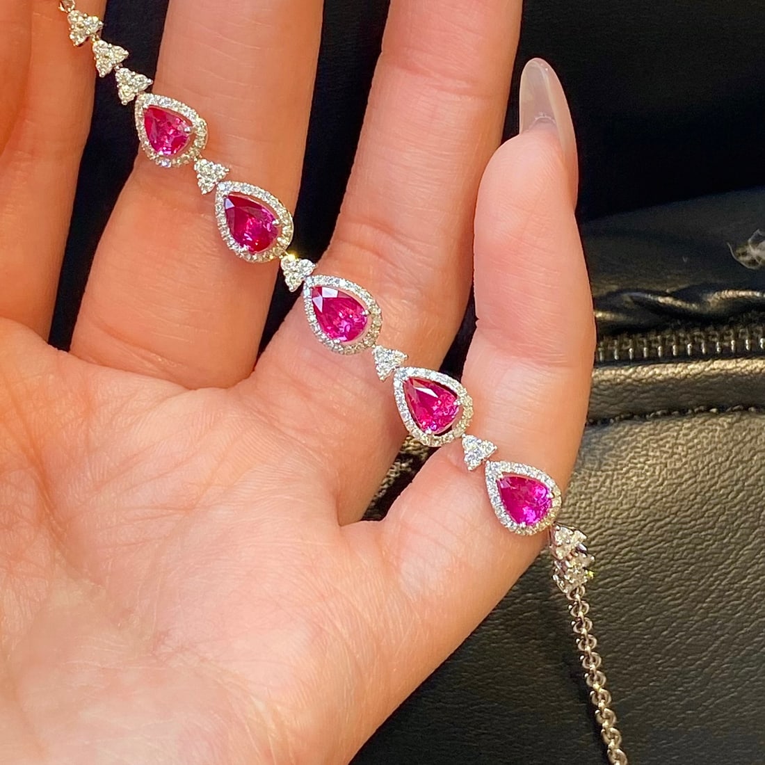 14k Gold 3.02 Ctw Natural Ruby & Diamond Necklace - 4