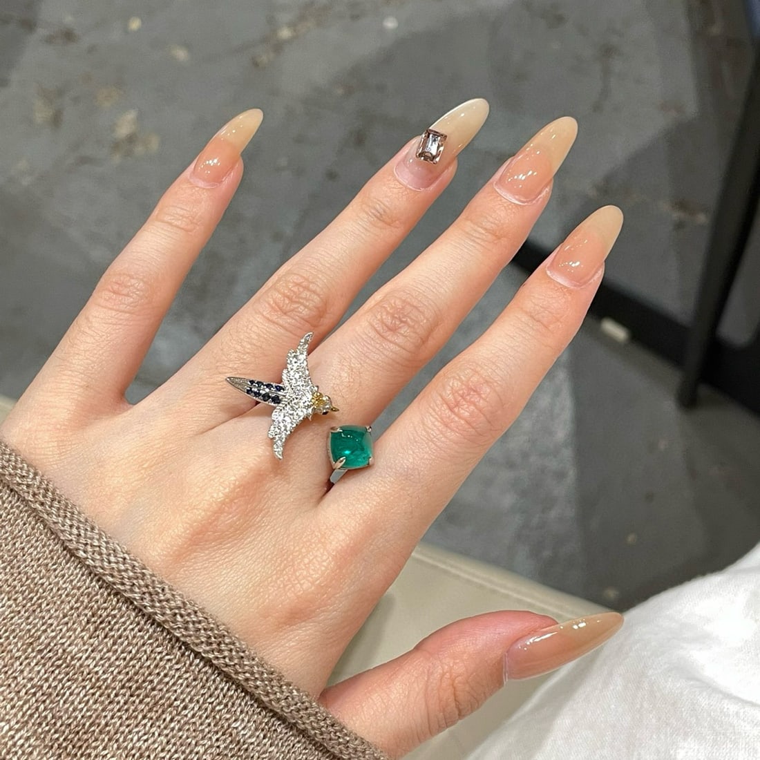 14k Gold 2.17 Ct Natural Emerald & Diamond Ring - 2