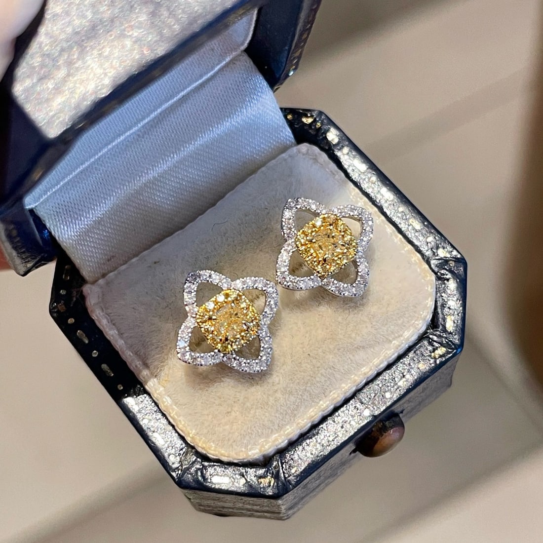 14k Gold 0.5 Ct Natural Color Diamond Earrings - 3