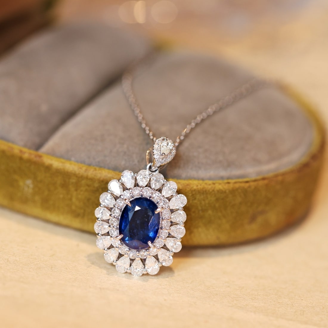 14k Gold 2.93 Ctw Natural Sapphire & Diamond Pendant( Without Chain ) - 3