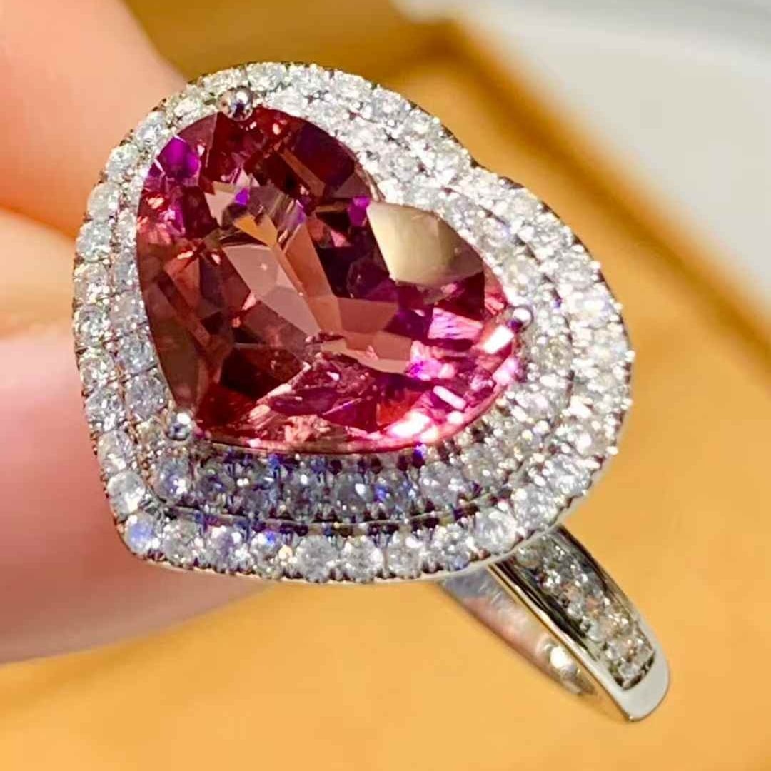 14k Gold 2.4 Ct Natural Tourmaline & Diamond Ring - 2