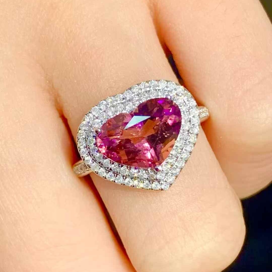 14k Gold 2.4 Ct Natural Tourmaline & Diamond Ring - 3