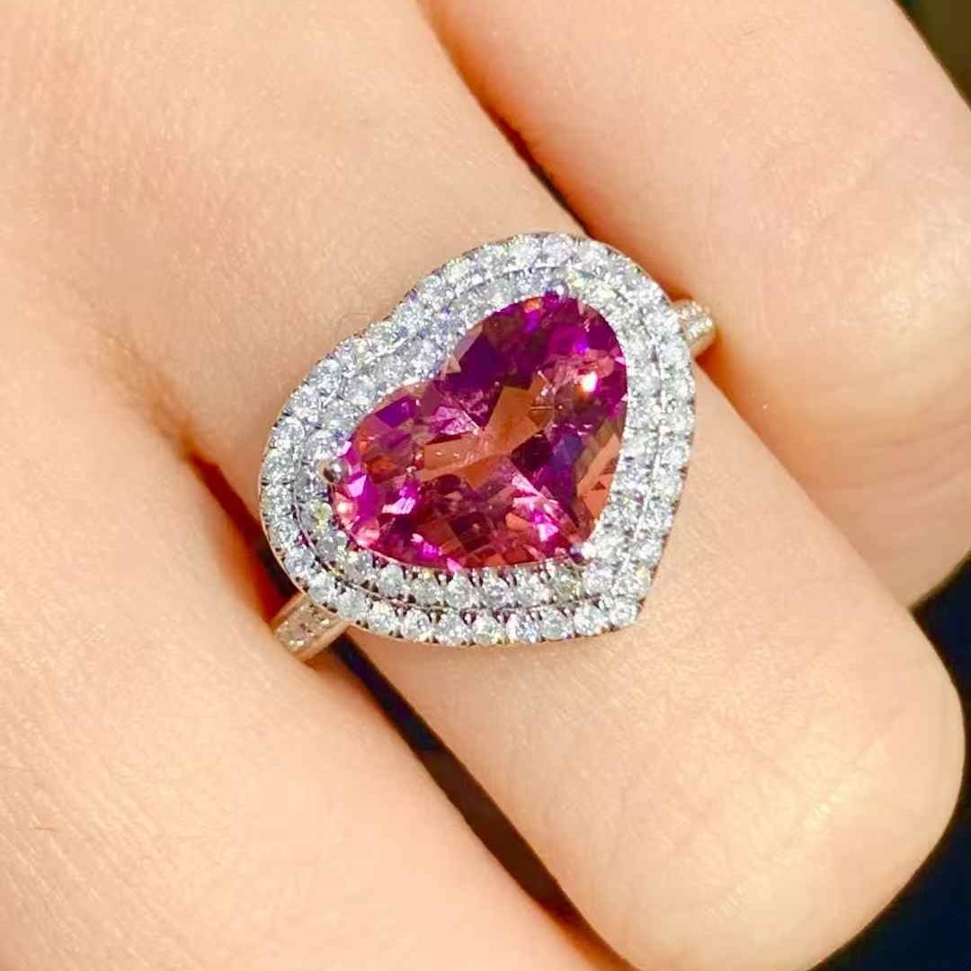 14k Gold 2.4 Ct Natural Tourmaline & Diamond Ring - 4