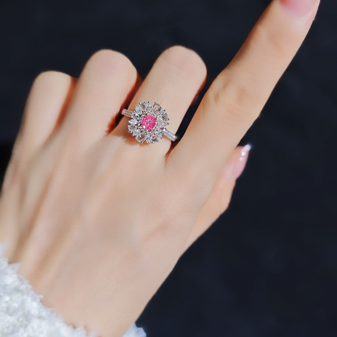 14k Gold 0.93 Ctw Natural Pink Diamond & Diamond Ring - 3