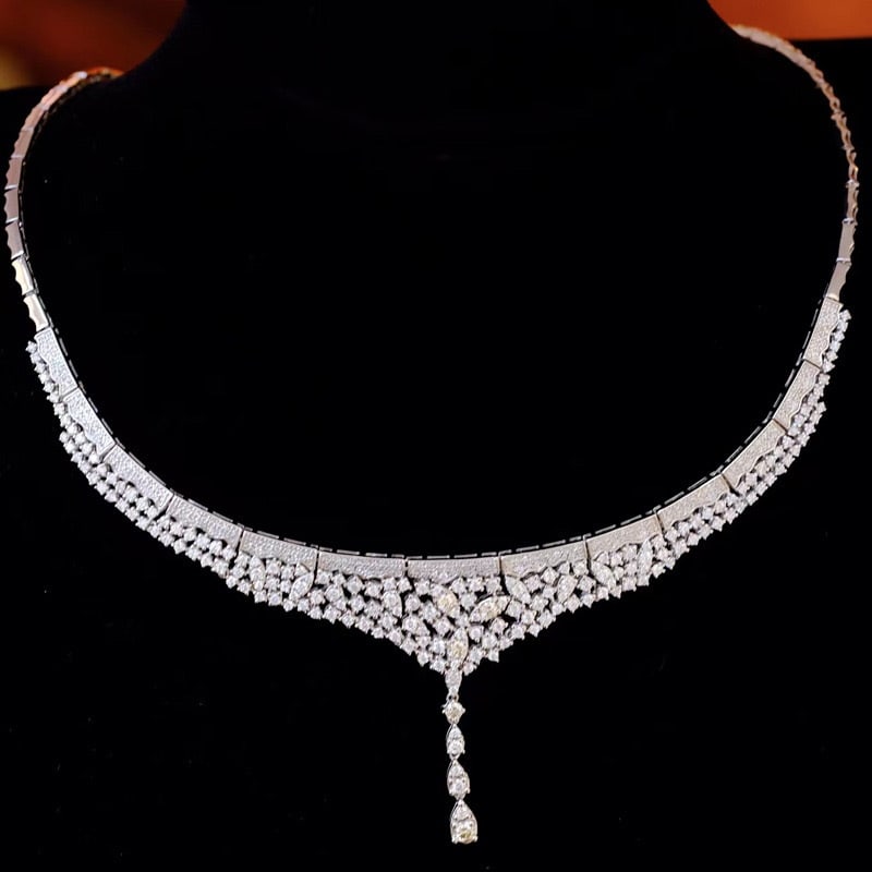 14k Gold 5.7 Ct Natural H Diamond Necklace: Ref:231101043 // gold content:14k gold // main gemstone:diamond // shape:round // carat weight:5. 7ct // clarity grade:vs-si // color:h // treatment:natural // cut grade:g // Condition: New Low