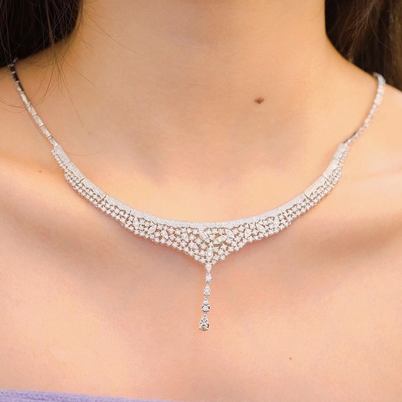 14k Gold 5.7 Ct Natural H Diamond Necklace - 4