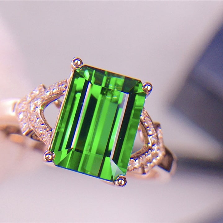 14k Gold 3.65 Ct Natural Tourmaline & Diamond Ring - 2