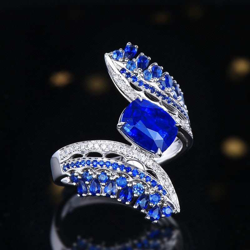 14k Gold 2.15 Ctw Natural Sapphire & Diamond Ring - 3