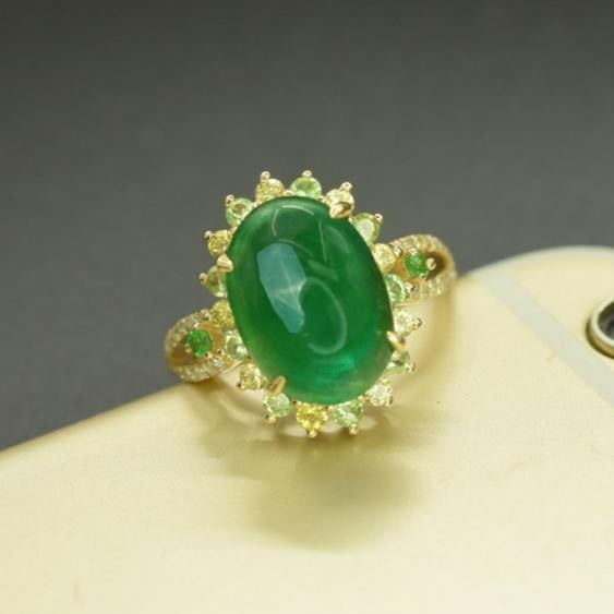 14k Gold 5.21 Ctw Natural Emerald & Sapphire Ring - 4