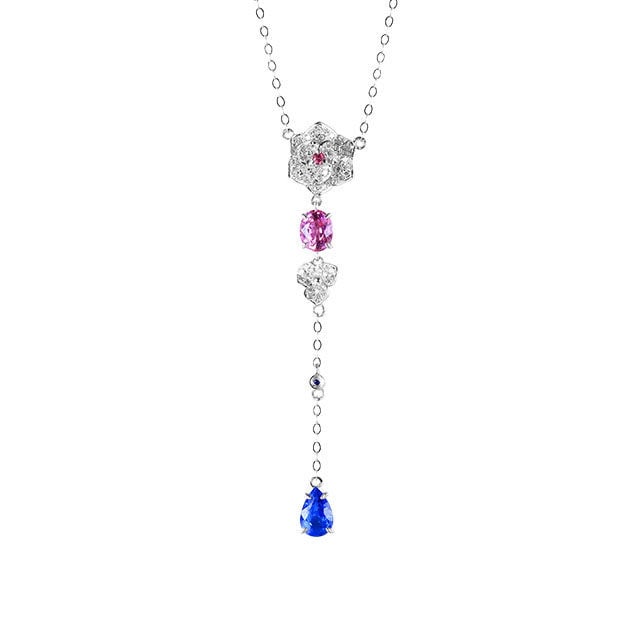 14k Gold 1.47 Ctw Natural Sapphire & Diamond Necklace - 5