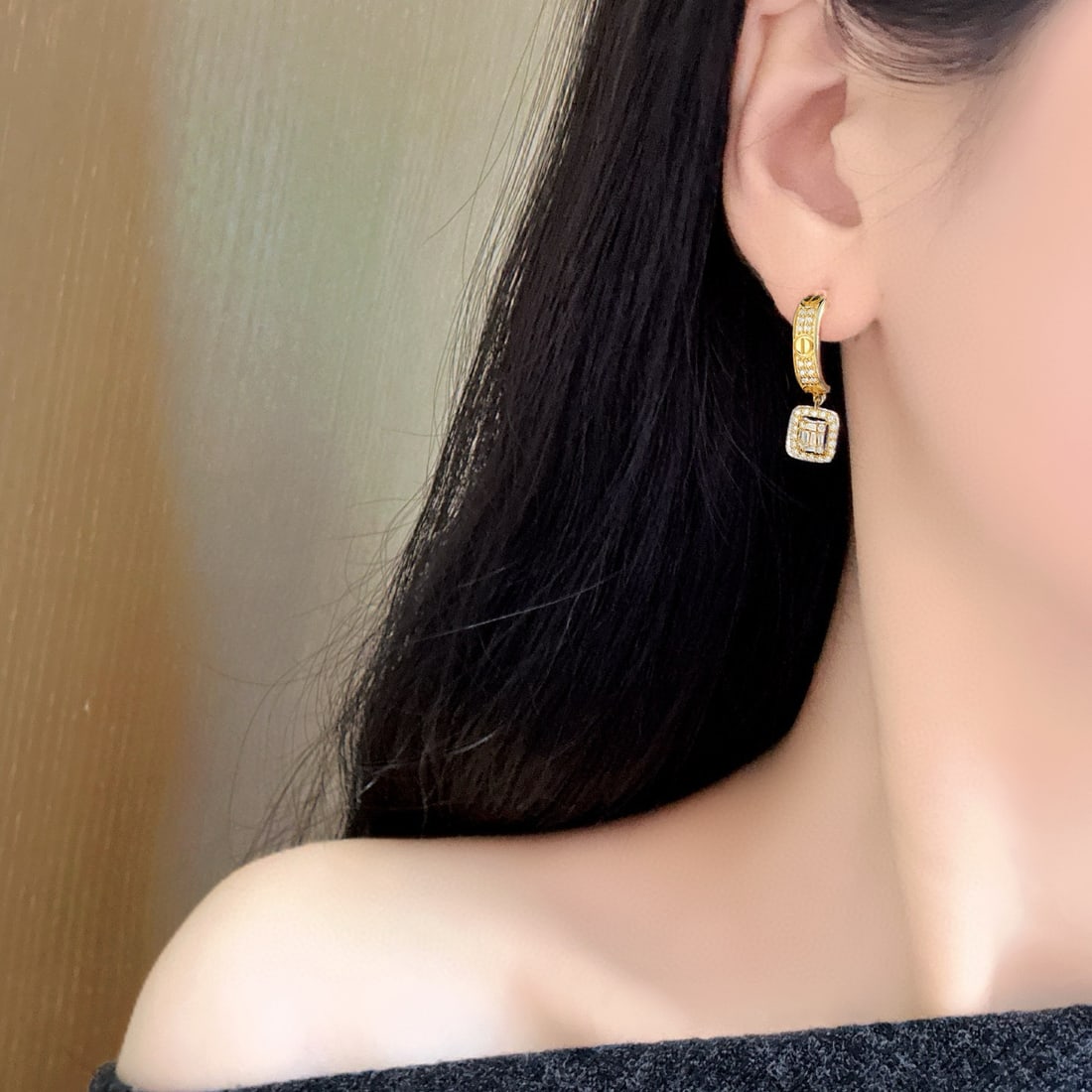 14k Gold 1.06 Ct Natural H Diamond Earrings - 5