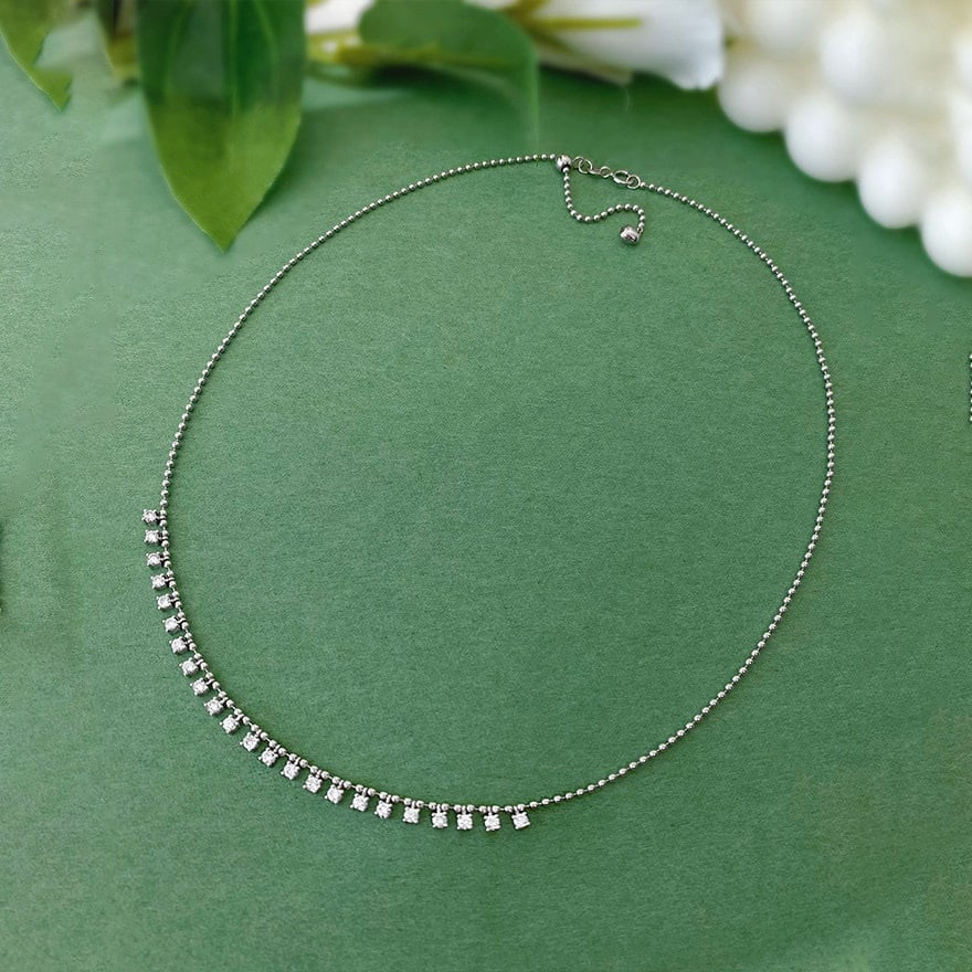 14k Gold 1.00 Ct Natural H Diamond Necklace - 4
