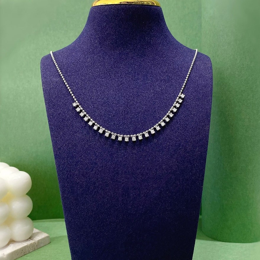 14k Gold 1.00 Ct Natural H Diamond Necklace - 5
