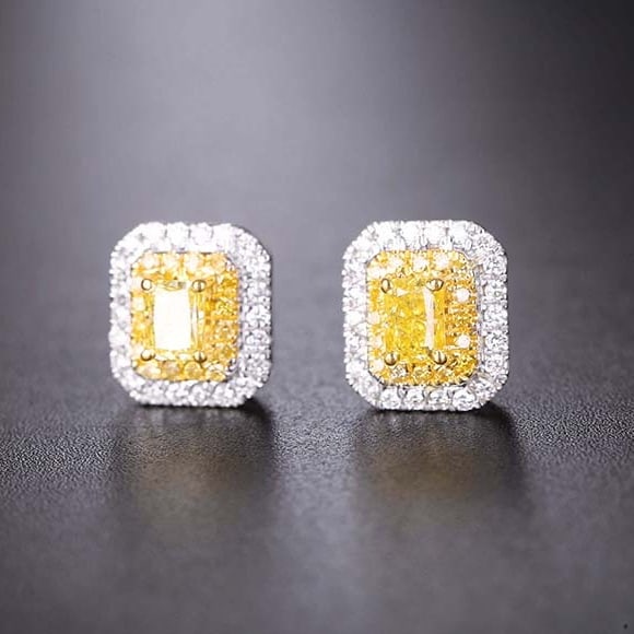 14k Gold 0.66 Ctw Natural Yellow Diamond & Color Diamond Earrings - 2