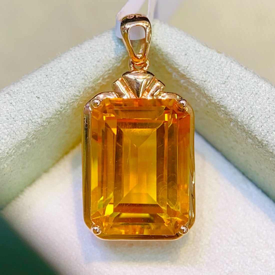 14k Gold 6.81 Ctw Natural Citrine & Diamond Pendant( Without Chain ) - 6