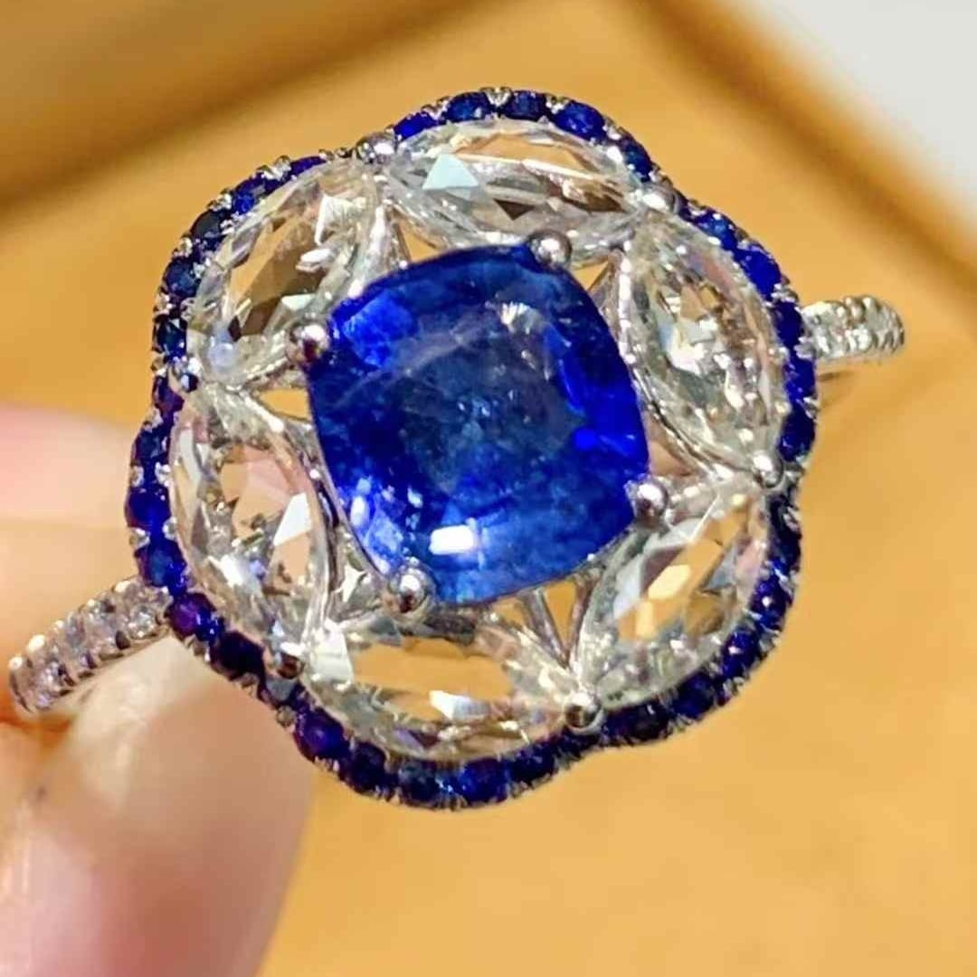 14k Gold 1.01 Ct Natural Sapphire & Diamond Ring - 4