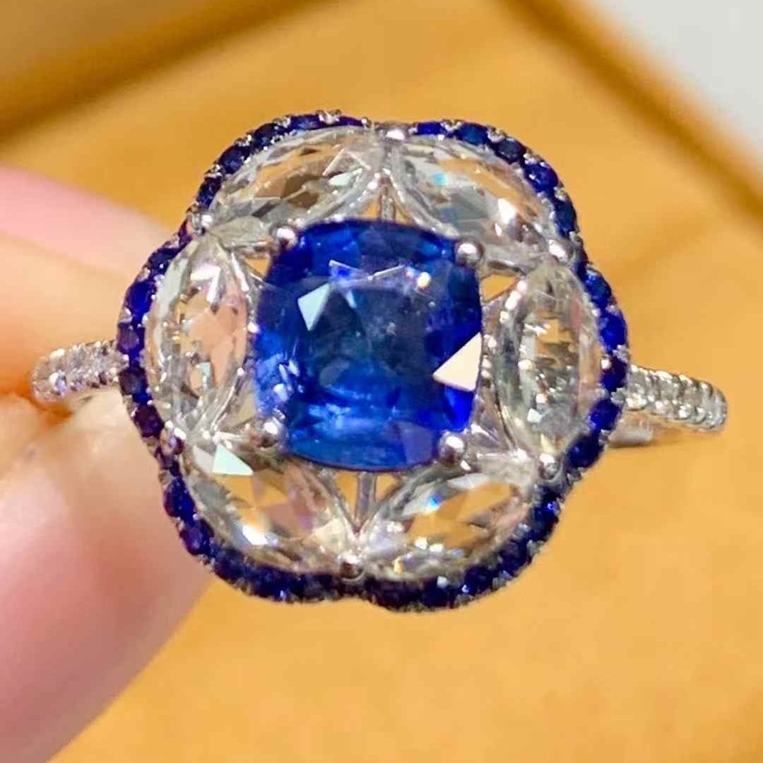 14k Gold 1.01 Ct Natural Sapphire & Diamond Ring - 5