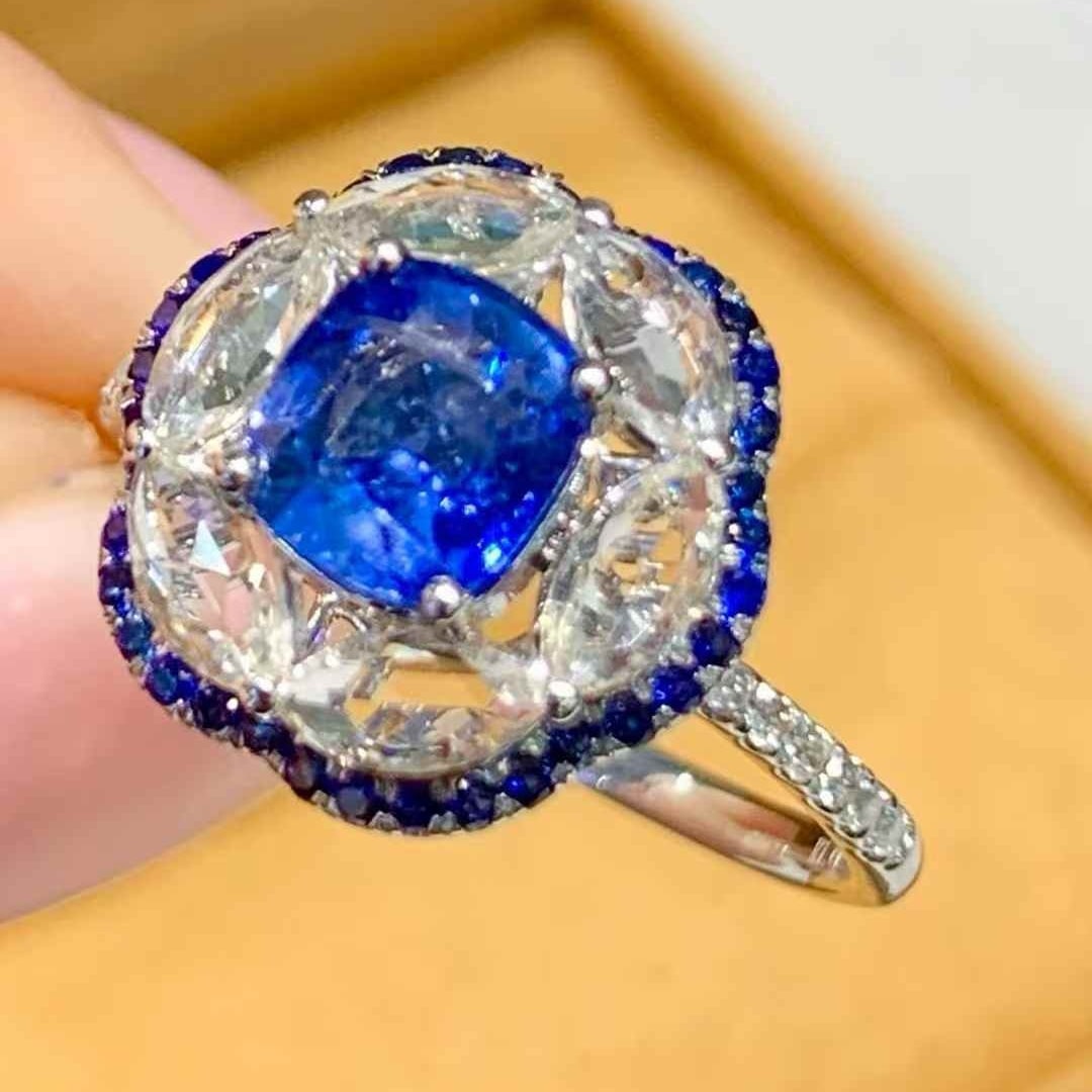 14k Gold 1.01 Ct Natural Sapphire & Diamond Ring - 6
