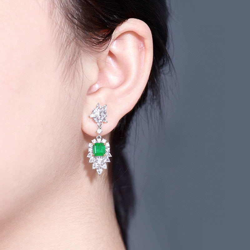 14k Gold 1.77 Ct Natural Emerald & Sapphire Earrings - 5