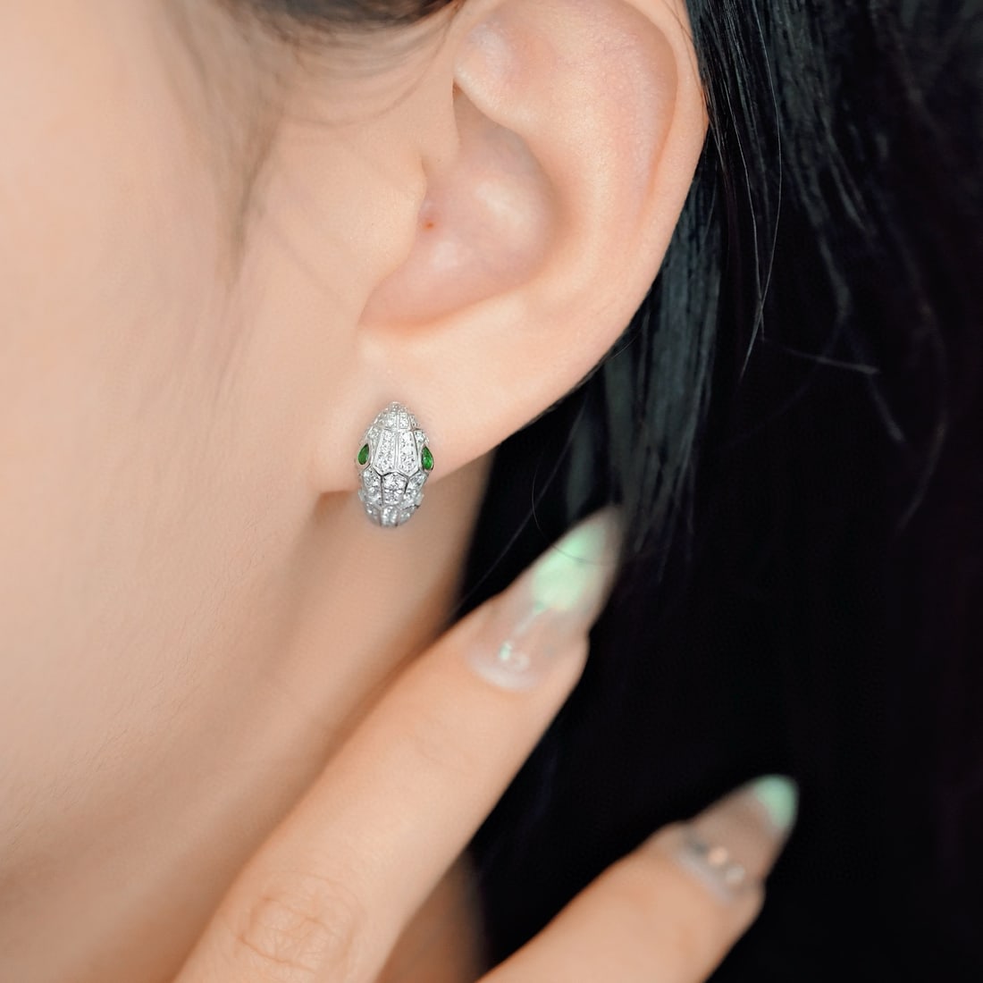 14k Gold 1.2 Ct Natural H Diamond & Snake Earrings - 2