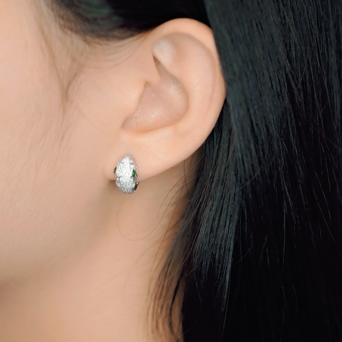 14k Gold 1.2 Ct Natural H Diamond & Snake Earrings - 3