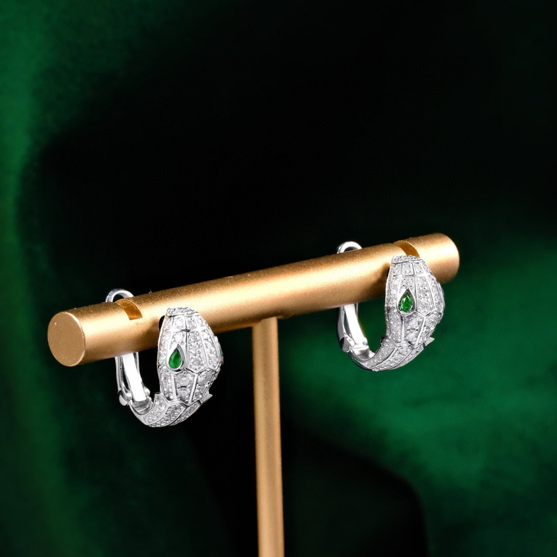 14k Gold 1.2 Ct Natural H Diamond & Snake Earrings - 4