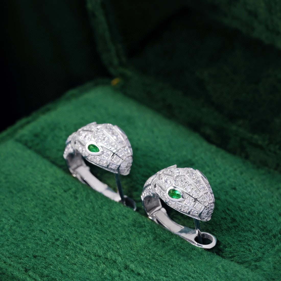 14k Gold 1.2 Ct Natural H Diamond & Snake Earrings - 6