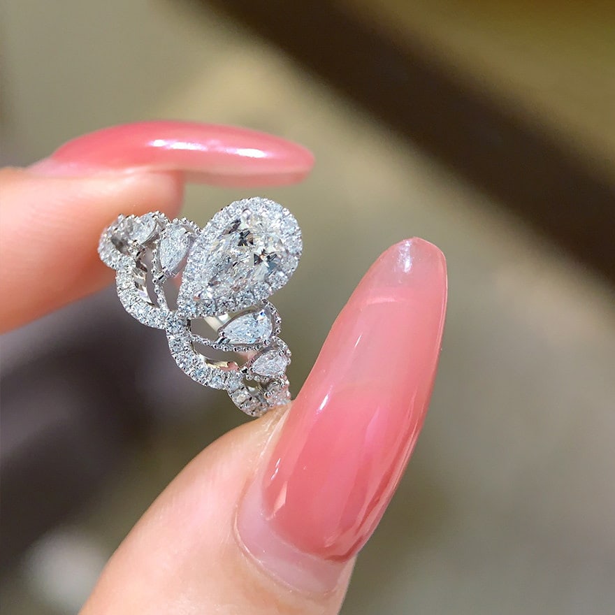 14k Gold 0.50 Ct Natural H Diamond Ring - 3
