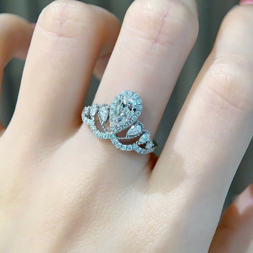 14k Gold 0.50 Ct Natural H Diamond Ring - 4