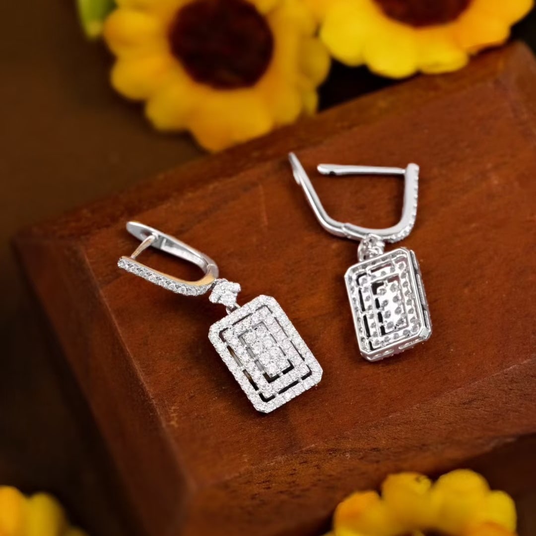 14k Gold 0.80 Ct Natural H Diamond Earrings - 4