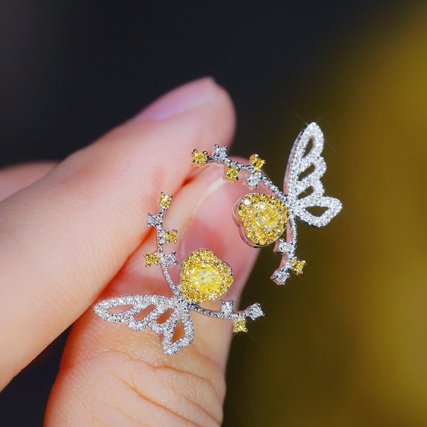 14k Gold 0.40 Ct Natural Color Diamond Earrings - 3