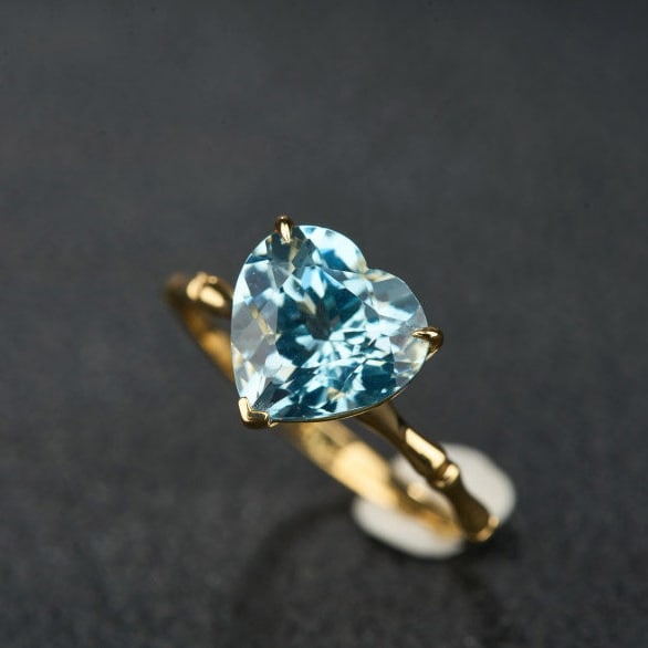 14k Gold 2.93 Ct Natural Aquamarine Ring - 6