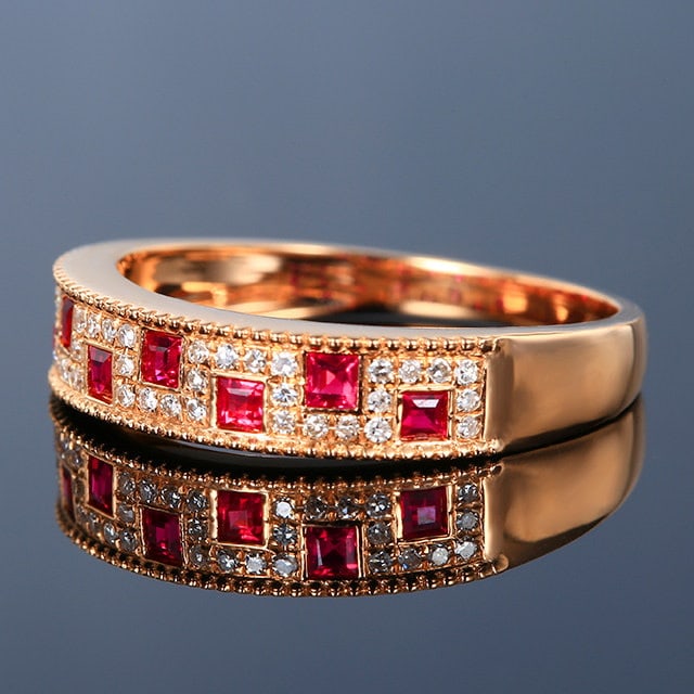 14k Gold 0.48 Ctw Natural Ruby & Diamond Ring - 2