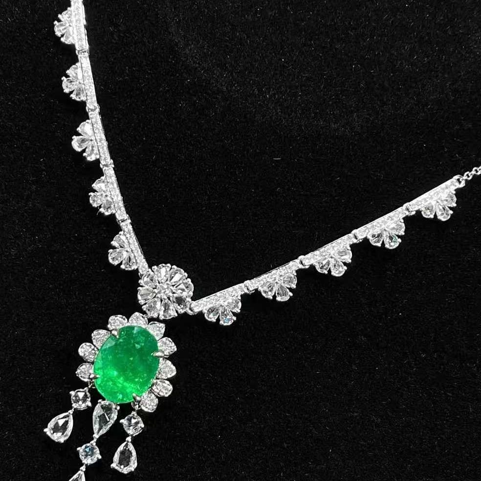 14k Gold 3.85 Ctw Natural Diamond & Emerald Jewelry Set - 2