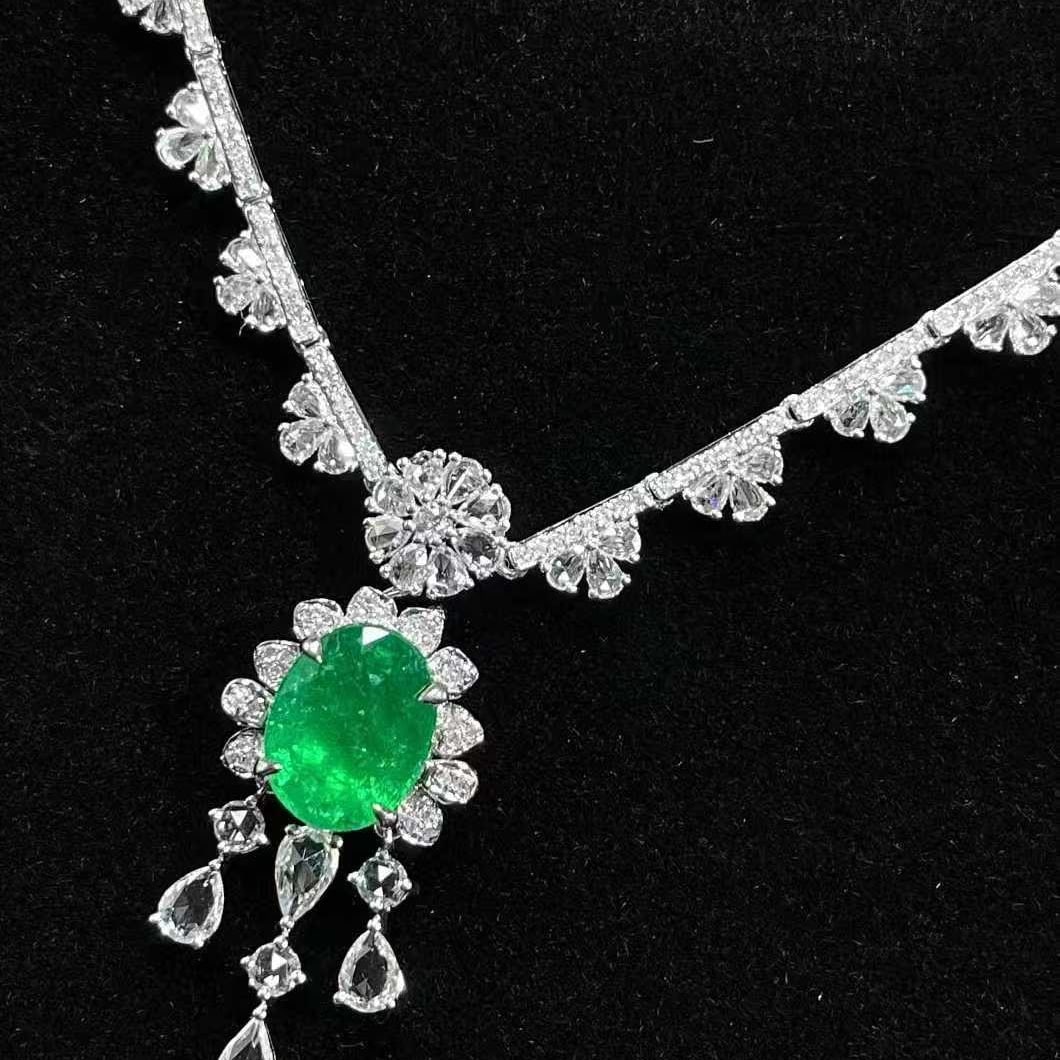 14k Gold 3.85 Ctw Natural Diamond & Emerald Jewelry Set - 3