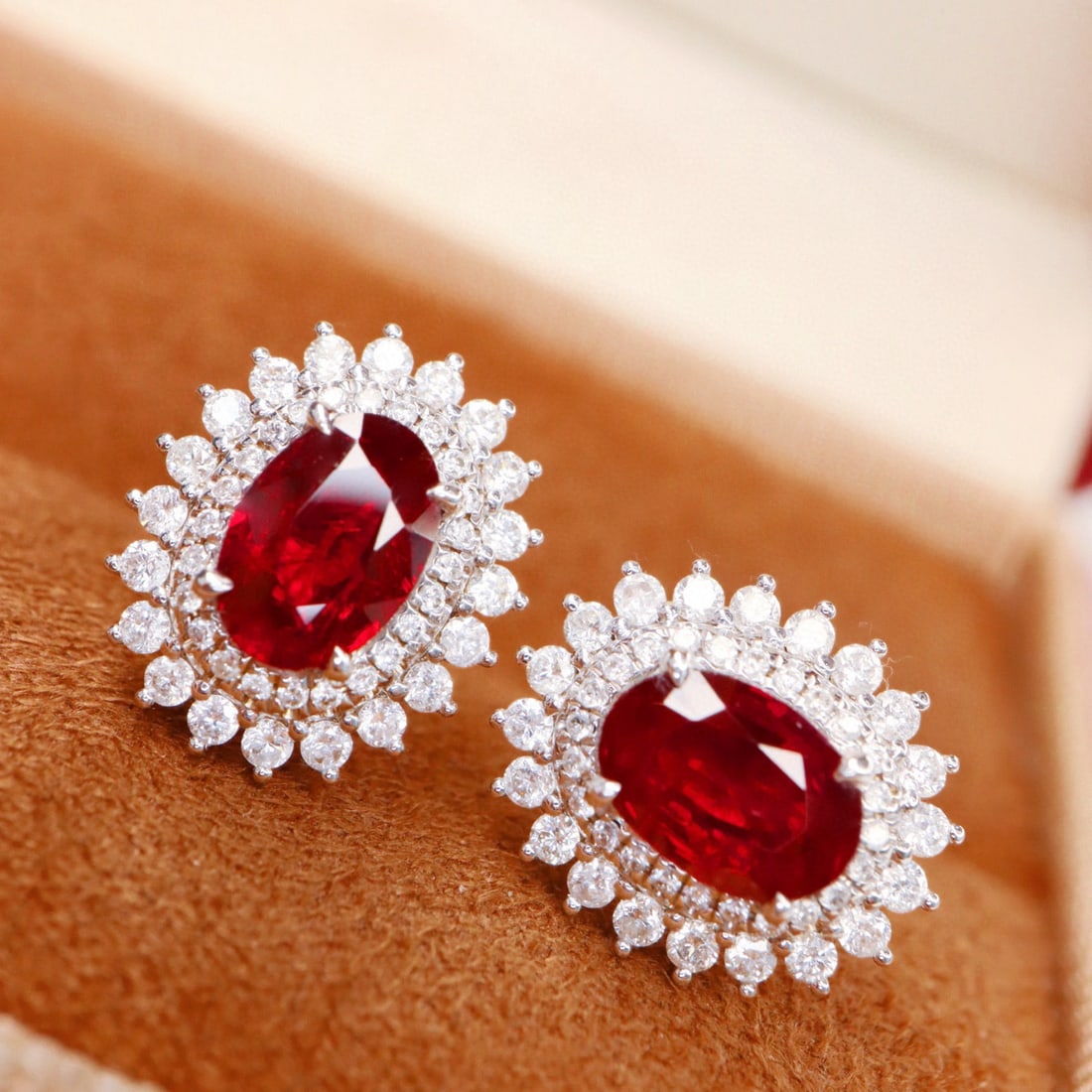 14k Gold 2.22 Ctw Natural Ruby & Diamond Earrings - 3