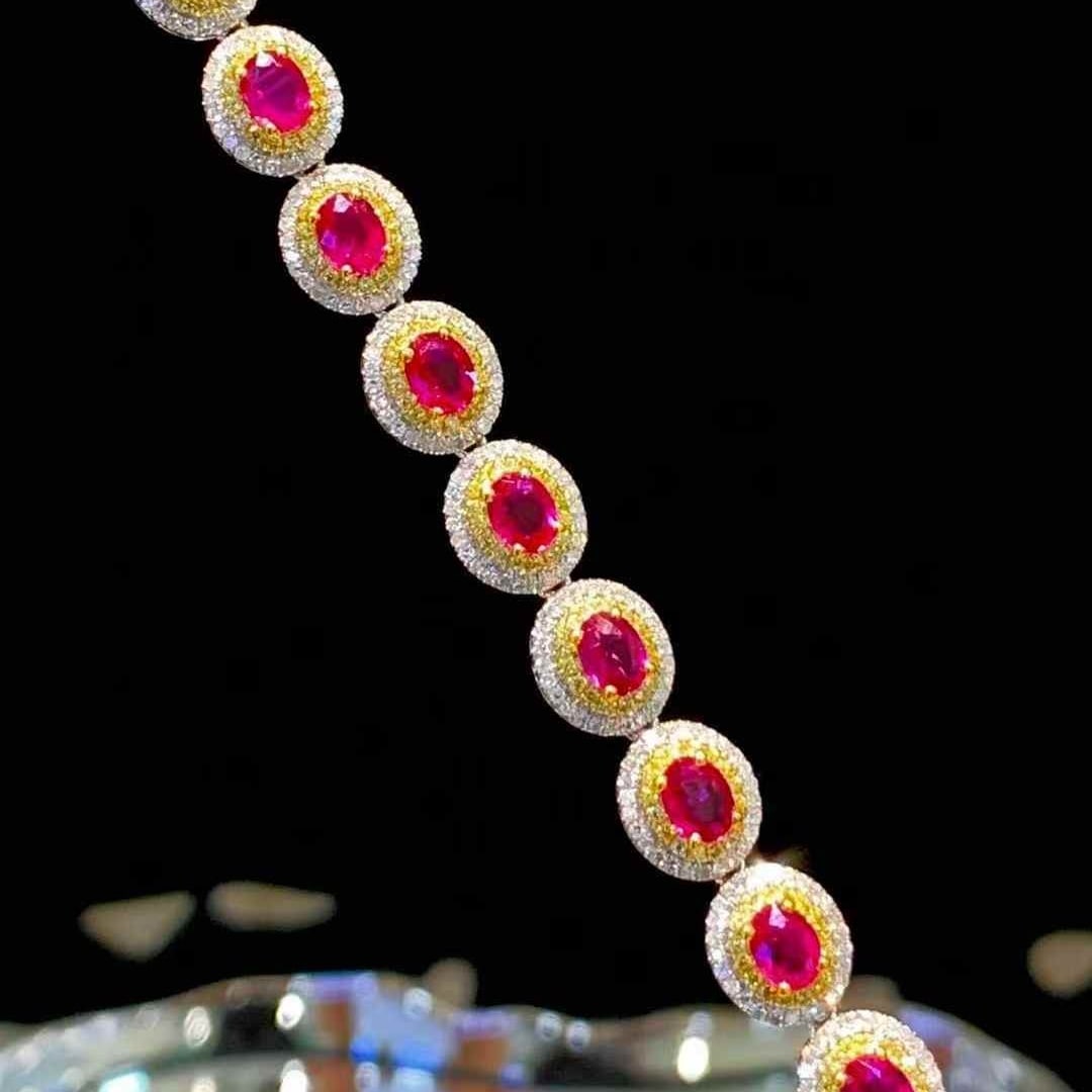 14k Gold 4.35 Ct Natural Ruby & Diamond Bracelet - 3