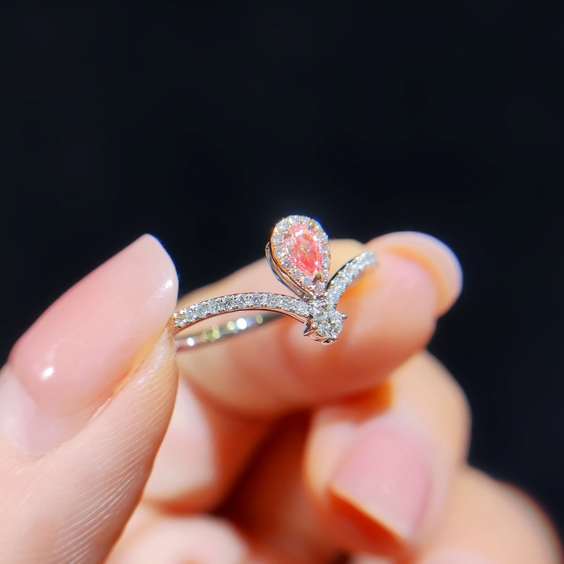 14k Gold 0.26 Ctw Natural Pink Diamond & Diamond Ring - 2