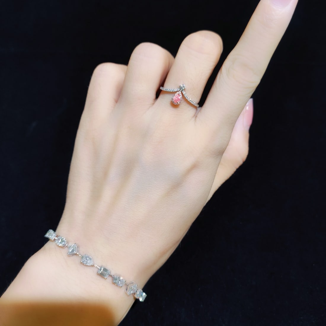 14k Gold 0.26 Ctw Natural Pink Diamond & Diamond Ring - 3