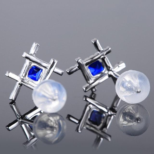 14k Gold 0.67 Ctw Natural Sapphire & Diamond Earrings - 4