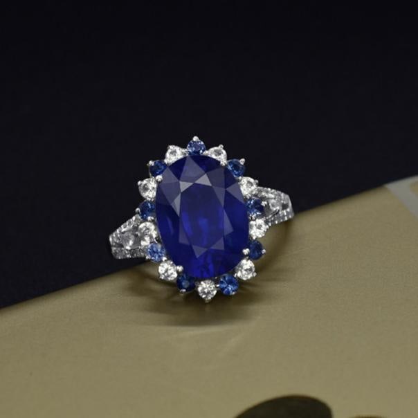 14k Gold 5.37 Ctw Natural Sapphire & Sapphire Ring - 3