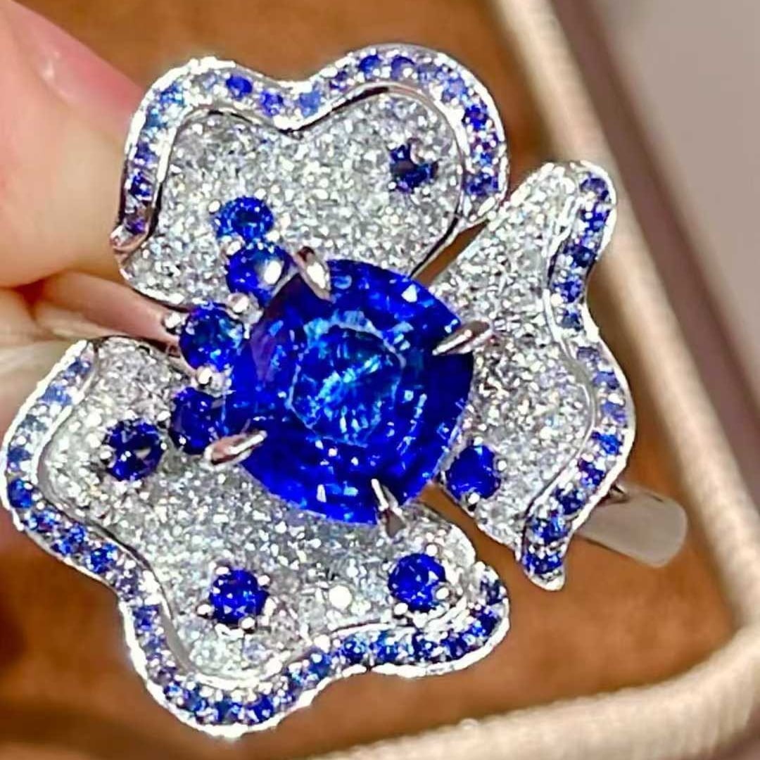 14k Gold 1.70 Ctw Natural Sapphire & Diamond Ring - 2