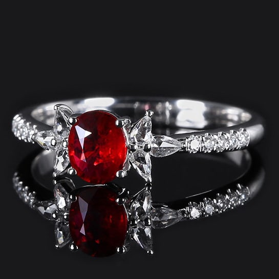 14k Gold 0.75 Ctw Natural Ruby & Diamond Ring - 2