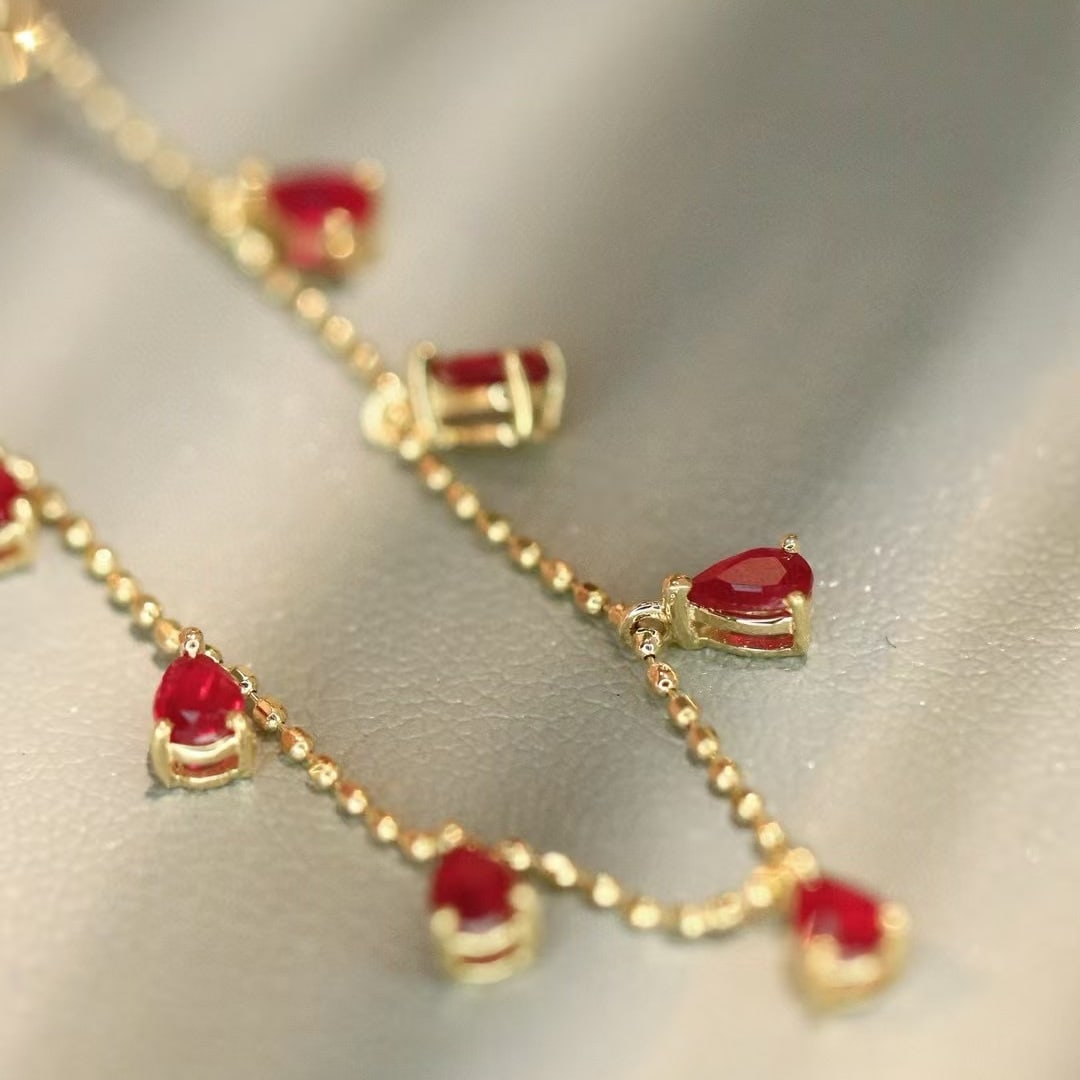 14k Gold 1.00 Ct Natural Ruby Necklace - 2