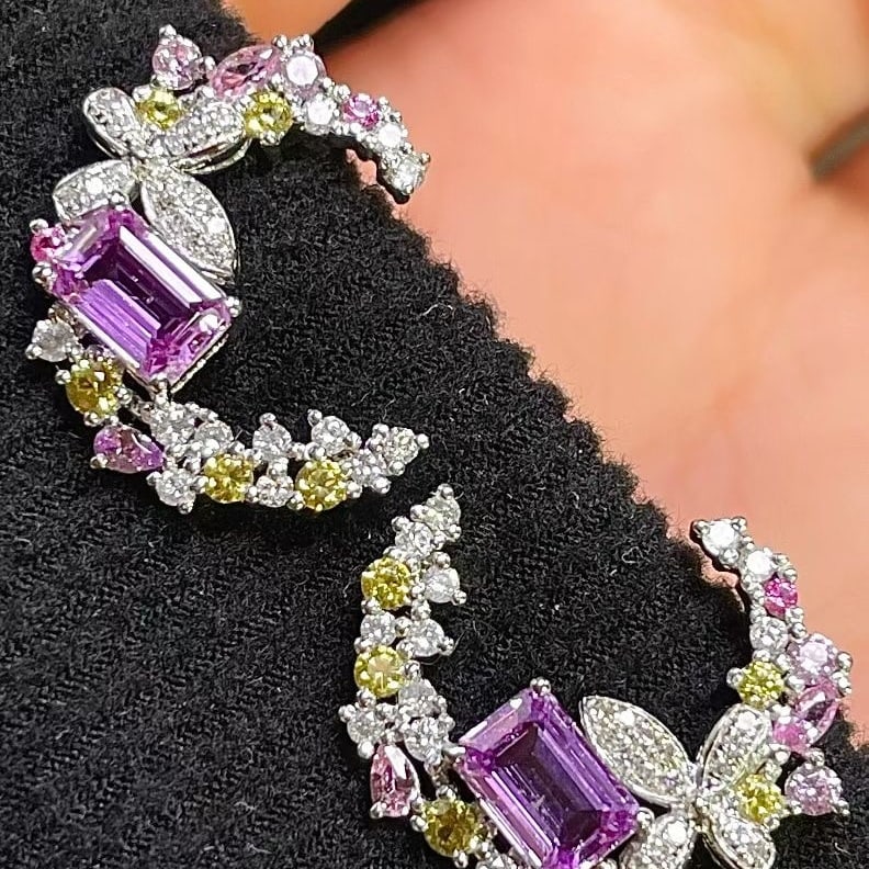 14k Gold 1.71 Ctw Natural Sapphire & Diamond Earrings - 2
