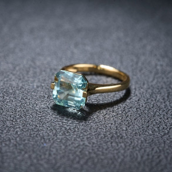 14k Gold 3.95 Ct Natural Aquamarine & Solitaire Ring - 3
