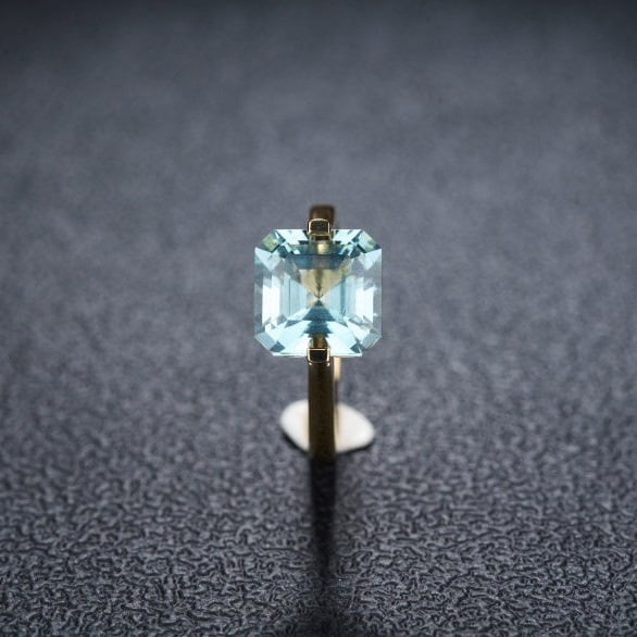 14k Gold 3.95 Ct Natural Aquamarine & Solitaire Ring - 4