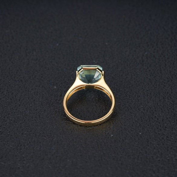 14k Gold 3.95 Ct Natural Aquamarine & Solitaire Ring - 8